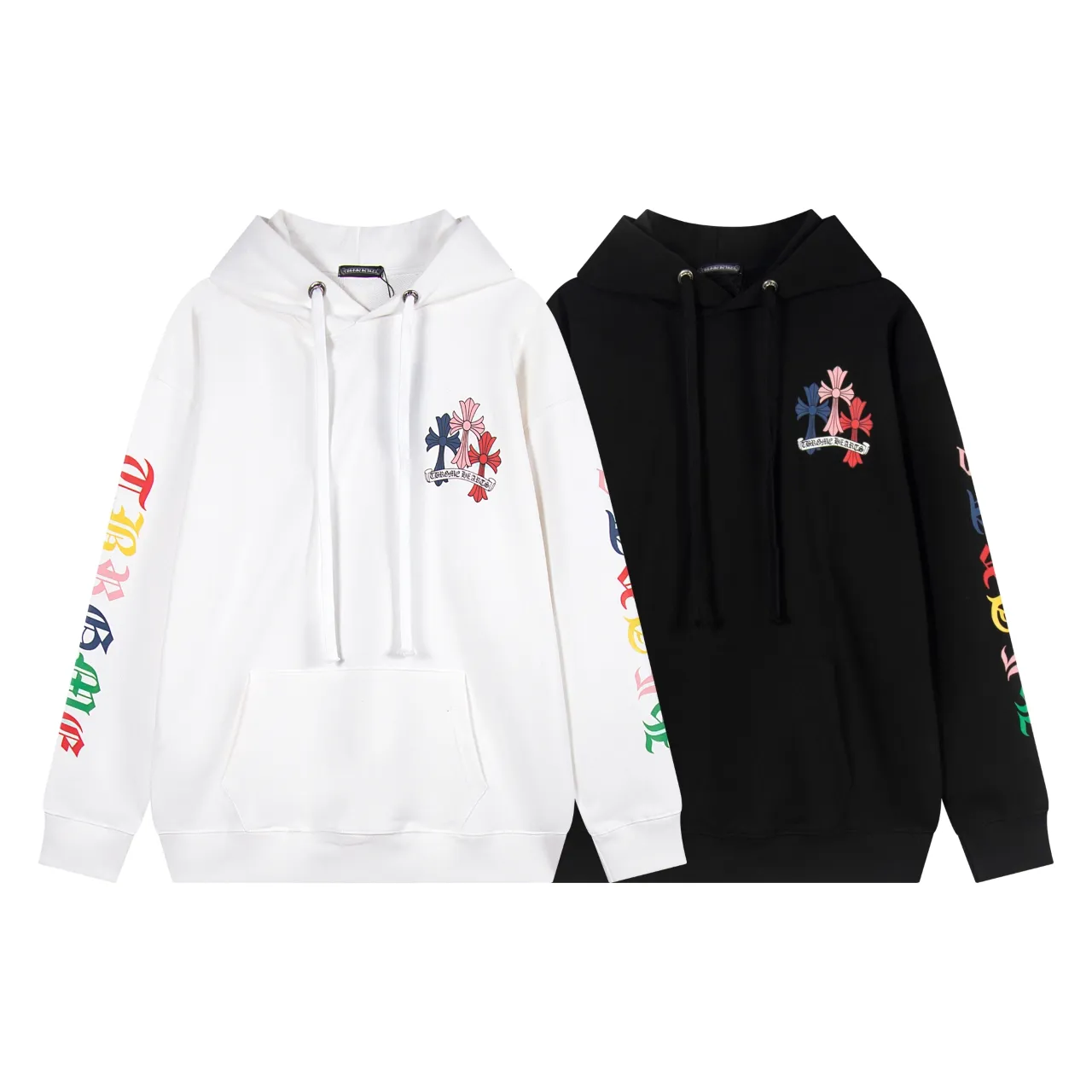 P290 Chrome Hearts Chrome Hearts Sanskrit Letter Print Phantom Color Cross Sweatshirt Size: S M L XL Color: Black, White